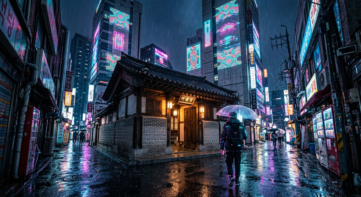 2077 사이버펑크 종로 — AI 생성 이미지
